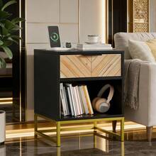 Nightstands - Black+Natural + MDF - View 1