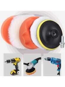 6pcs Set Car Polishing Care Set | Polishing, Waxing, And Buffing 3-In-1 | Professional Care Tools With Sponge Pads | Special For Car Detailing And Maintenance, Car Detailing, Polishing, And Waxing Sponge Wheel, Self-Adhesive Wool Ball Sponge Polishing Pad - One Size Fits All - View 5