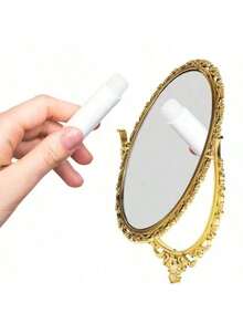 1个旋转化妆镜，复古旋转椭圆形金色ABS欧式桌面双面化妆镜，房间用品 - 彩色 - 查看 6