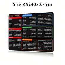 1pc Minimalist Windows Keyboard Shortcuts Mouse Pad, Large Desk Mat With Office Software Shortcut Keys For Students, Non-Slip Keyboard Pad With Computer Mouse Shortcut Pattern - Multicolor - View 16