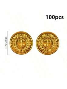 100pcs Pirate Gold Coins - Board Game Chips/Escape Room Props/Treasure Hunt Game Tokens, Halloween Party Decorations - Multicolor - View 9
