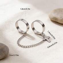 可调节十字链组合戒指套装，朋克风格一体式戒指，百搭时尚饰品，男女皆宜 - 彩色 - 查看 6