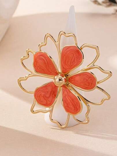 Cross-Border Colorful Sweet Floral Hollow Multi-Layer Petal Ring