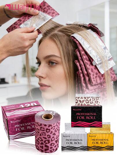 WANMEI Printed Aluminum Foil Hair Dye Foil – Premium Pre-Cut Aluminum Foil Suitable For Highlights, Ombre, Bleaching, And Coloring – Non-Slip Textured Surface For Quick, Clean, And Even Color Application – Professional Salon-Grade Hair Dye Foil, Suitable For Stylists, Colorists, And Hairdressers; Silver Embossed Roll Packaging.