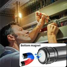 Long Range White Light Flashlight, COB Digital Battery Level Display Magnetic Bright Flashlight, Suitable For Camping, Hiking, Adventure - Multicolor - View 4