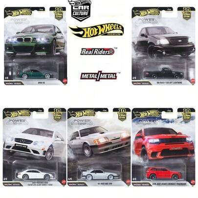 Hot Wheels Coche de juguete coleccionable de cultura automovilística premium, coche de aleación a escala 1:64, FPY86 Power Trip-Extreme Climbing Metal/Metal Body & Chassis, Neumáticos RealRiders, BMW M3, Nissan Skyline 2000GT-R AE86 Datsun Japan Historics con neumáticos RealRiders, juguetes de colección, regalos para niños, ideal para coleccionistas de juguetes, 1 pieza