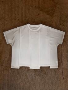 Áo ngắn tay màu trắng mỏng nhẹ | Họa tiết kẻ sọc dọc + Kiểu dáng thoải mái, lớp áo mỏng nhẹ đa năng cho mùa hè. - trắng - Xem 4