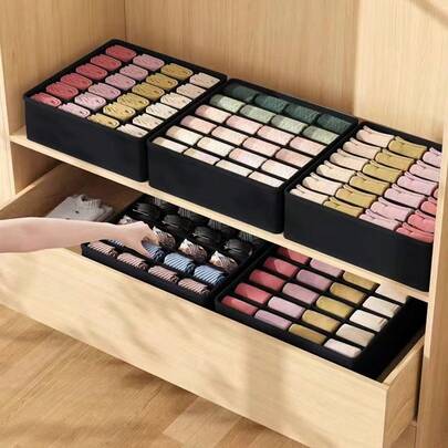 24-Grid Foldable Drawer Organizer Box, Wardrobe Storage Basket, Space-Saving Closet Storage Box, Bedroom Accessories, Storage & Organization, Holiday/Room/Home Decor, Storage Box, Home Organization, Drawer Organizer, Clothing Storage Cabinet, Storage Drawers