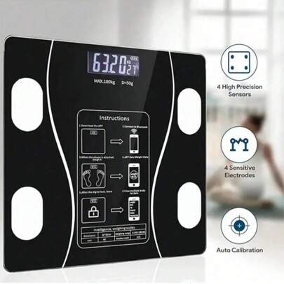 Omnliy High Definition Digital Weight Scale - Large LCD Display, Battery-Powered, Max 180kg/396.8lb, Home Bathroom Scale For Accurate Body Weight Measurement, Battery Not Included, 26x26cm/10.23x10.23inch, Bathroom Scale|Modern Weight Scale|Battery Powered Scale(Has Bluetooth Function)