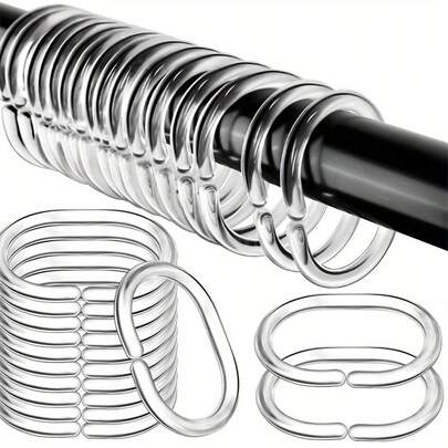 12 piezas de ganchos de cortina de ducha de plástico flexible de alta calidad - Anillos transparentes en forma de C, con diseño giratorio, se desliza fácilmente en la barra de la ducha, accesorio de baño duradero, ganchos de ducha