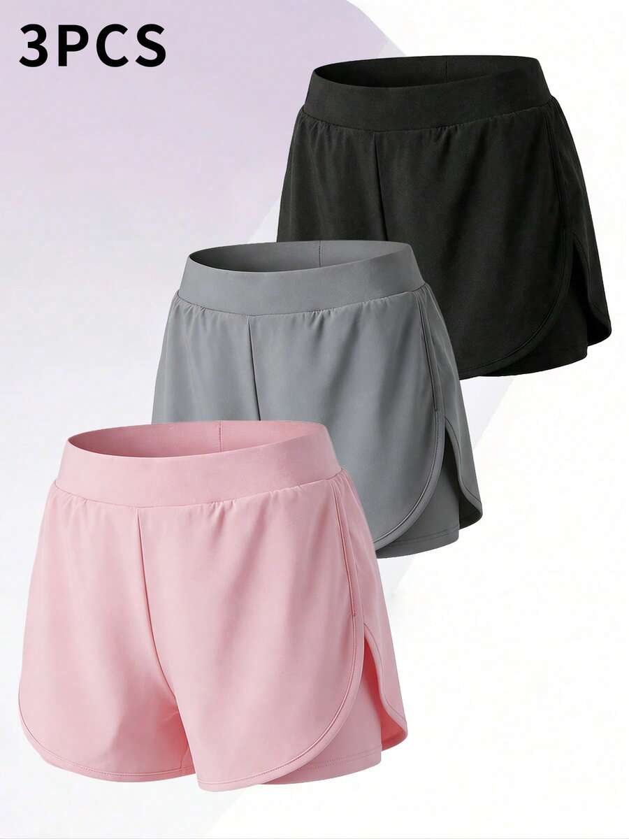 3pcs Women's Athletic Pleated Skirts - High Waist, Stretchy Polyester Tennis& Yoga Skort, Machine Washable, Black/White/Gray, Side Tie Detail, Comfort Fit For Lifestyle, Tennis Skirt - 3件 - 查看 1