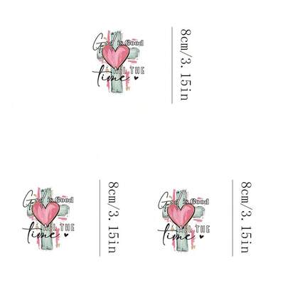 1/2/3片装心形十字架热转印贴纸，适用于DIY T恤、牛仔裤、连帽衫、包包、枕头（混色），节日工艺品，耐用装饰品，服装点缀，派对装饰