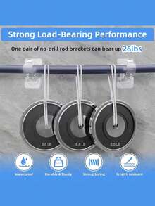 1pc No-Drill Self-Adhesive Curtain Rod Bracket, Adjustable Curtain Rod Hook Without Nails, Suitable For Bathroom, Kitchen, Hotel - Clear - View 3