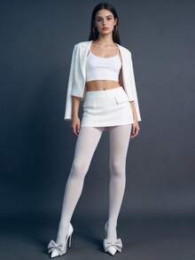 50D Semi-Sheer Leggings, Women's Spring/Summer Elastic Skinny Tights, Slimming Soft Comfortable Stirrup Pants, All-Match Versatile Casual Pantyhose - White - View 3