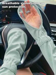 1 Pair Summer Driving Arm Sleeves, Breathable UV Protection Arm Covers, Available In Gray/Blue/Pink/Black/White, Loose Fit For Women Driving, Cycling, Car Accessories, Car Sun Protection - Sleeves - View 3