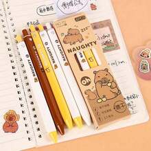 Capybara Cute Gel Pens, 0.5mm Black Ink Pens Fine Point Smooth Writing Pens, High-End Series Pens For Journaling Note Taking, Cute Office School Supplies Gifts, Large-Capacity Multi-Layer Pencil Case, Back To School Supplie Essentials Office Supplies - Multicolor - View 13