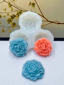 1个三合一牡丹玫瑰花硅胶模具，DIY树脂浇铸，粘土工艺模具 - 白色 - 查看 6