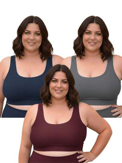 Kit 3 Tops Plus Size Femininos Cropped Nadador Suplex Academia G1 G2 G3 G4 G5
