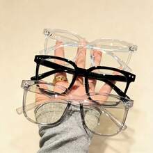 1pc Unisex Transparent Black Frame Glasses, Face-Fitting Design, Modern Campus Style, Suitable For Daily Wear And Fashion, Essential Stylish Eyewear - Multicolor - View 3