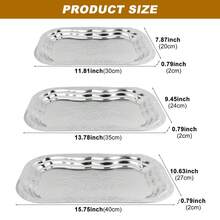 3pcs Stainless Steel Vintage Dinner Plates, Home Decoration Trays, Jewelry Trays, Restaurant Fruit Trays, Cafeteria Restaurant Tableware, Outdoor Camping Supplies, Picnic Tableware - 3pcs - 查看 11