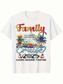 Camiseta a juego para la Familia Cruise 2025 - 100% Algodón, Cuello Redondo Blanco - Blanco - Ver 2