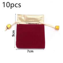 5/10pcs/Pack Gold-Edged Velvet Drawstring Bags, Multi-Size Velvet Jewelry Gift Cosmetic Packaging Bags, Fabric Gift Bags For Earphones, Jewelry, Storage And Gift Packaging - Gold-edged Drawstring Bag - View 17
