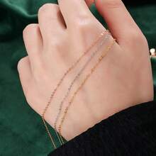 1 Stück S925 Silber Schlüsselbein Kette ohne Anhänger, O-förmige Kette, lange Pullover Kette, klassische Silberkette, geeignet für verschiedene Anlässe, tolle Geschenkidee - O-förmige Halskette - Übersicht 6