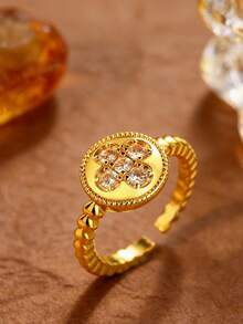 1 chiếc nhẫn hình hoa cỏ ba lá đang thịnh hành, thiết kế độc đáo theo phong cách Hàn Quốc trên , đính đá lấp lánh, đa năng. - nhẫn - Xem 11