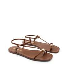 Women's Strappy Flat Sandals For Women Comfortable Open Square Toe Sandals Dressy Beach Thong Cute Wedding Summer Ankle Strap Sandals - 棕色 - 查看 7