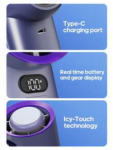 kinscoter 1个可充电3600mAh便携式迷你手持风扇，露营旅行必备，返校季空气冷却器，100档风速可调，个人迷你制冷可充电手持风扇 - 手持 - 查看 8