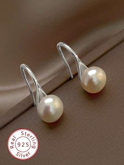 1 Pair Elegant Multi-Size Pearl Earrings, S925 Sterling Silver Vintage Earrings For Women, Engagement Wedding Earrings, Bridal Wedding Jewelry Gift
