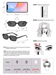 Kính thời trang gọng nhỏ hình chữ nhật kiểu retro, kính gọng nhựa unisex cổ điển, thích hợp cho hoạt động ngoài trời, du lịch biển, nghỉ mát, trang phục thường ngày, chống tia UV mùa hè. - màu đen - Xem 4