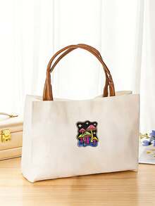 1pc Colorful Mushroom Embroidered Patch, Heat Seal Backing For Easy Application On Clothes, Hats, Bags, Jackets, Jeans And Other DIY Accessories, Suitable For Music Festival And Boho Style - Square - View 3