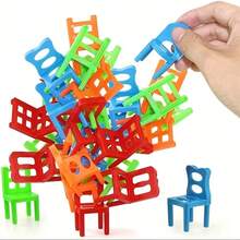 12/24/48/96pcs Colorful Random Stacking Building Blocks Chair Toy, Multi-Person Interactive Desktop Creative Educational Leisure Toy, Thinking Training Puzzle Toy, Stress Relief Toy - Multicolor - View 6