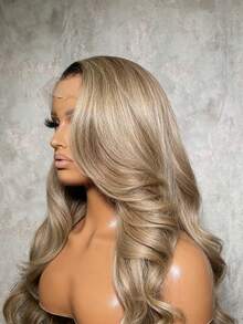 Ash Ombre Blonde Body Wave Human Hair Wig For Women 13x4 HD Lace Front Wigs Pre Plucked With Baby Hair Blonde Ombre Colored Water Wave Lace Frontal Wig Glueless 250 Density Human Hair Wigs For Daily Wear - Màu ombre - Xem 3