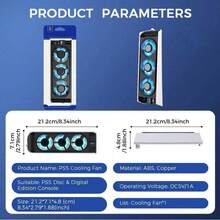 PS*5散热系统，带自动温控、双速风扇（3600-5000 RPM）、USB 3.0集线器和LED灯，PS*5光盘版/数字版必备配件 - 查看 5