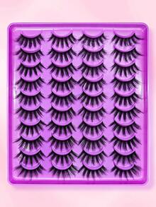 20 Pairs Cartoon Cat Eye False Eyelashes, Faux Mink Lashes, Fox Eye Lashes, Natural Full Eye Lashes, Cosplay & Travel Makeup Essential - Black - View 10