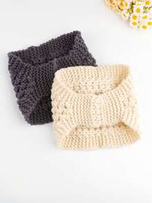 1件手工针织发带，保暖护耳针织帽，宽檐发带，发饰，头饰，秋冬 - A - 查看 6