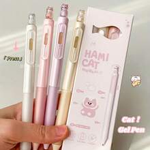 4pcs Creative Cat Style 0.5mm Quick-Drying Gel Pens, Black Ballpoint Pens For Office Supplies - Multicolor - View 7