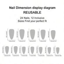 24Pcs Wear Nail Almond Irregular Blue Cat's Eye French Edge 3D Three-Dimensional Gilt Removable Fake Nail Patch - Màu xanh lam - Xem 4