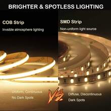 32.8ft 4800LEDs COB LED Strip Light Dimmable Super Bright, Christmas Lights, Halloween Lights, Led Light Strip, Led Lights For Bedroom, Light Strip, Room Decoration, Ambient Lighting, Room Lighting, Smart Home, Color Changing Lights, Led Lighting, Mood Lighting, Decorative Lights, Smart Light Bulb, Smart Lighting, Strip Lighting - 白光 - 查看 3