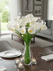13.4" Artificial White Silk Calla Lily Flowers, Suitable For Mother's Day, Easter, Home, Kitchen, And Weddings - White - View 2