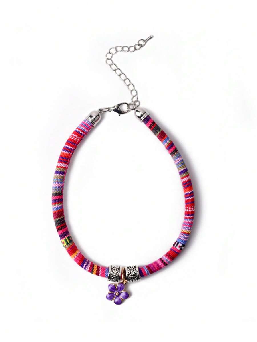 1pc Pet Necklace, Cat/Dog Collar With Adjustable Extension Chain, Metal Material - Multicolor - View 1