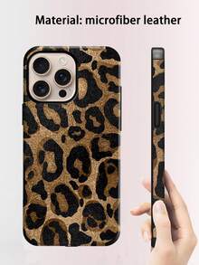 1pc Leopard Print Phone Case, Animal Element Cheetah Pattern Soft Leather Protective Phone Case, Compatible With IPhone/ Galaxy S24 Ultra, 17 Pro Max/16 Pro Max/12 Pro/13/14 Plus/15 Pro Max/16 Pro Max/11/13 Pro - Brown - View 3