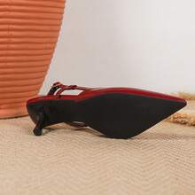 尖头高跟穆勒鞋，时尚新设计，百搭优雅的女士凉鞋 - 酒紅色 - 查看 6