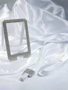 1pc Rhinestone Studded ID Card Holder With Lanyard, Fashionable & Personalized Card Holder For Student/Office ID, Campus Card, Meal Card, Access Card, Bus Card, Protective Case With Anti-Lost Strap - Clear - View 3