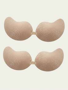 2对装无肩带隐形自粘硅胶乳贴：性感图案，适合吊带裙和婚纱。可提升和塑造小胸，打造丰满胸型。隐形芒果杯文胸乳贴 - 彩色 - 查看 11