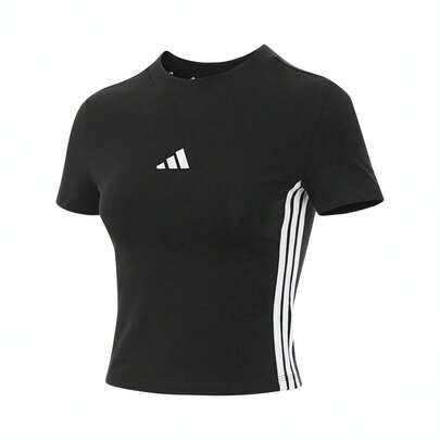 Adidas 女士 W 3S SJ BABY T 短袖T恤，针织无领短袖 TJY8570