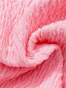 少女甜美不对称肩带网纱拼接荷叶边袖串珠设计派对礼服 - 粉色 - 查看 10