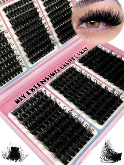 500pcs 200D/160D/120D/100D/80D/60D High Volume Lash Book Cluster Synthetic Mink False Eyelashes, Thick & Fluffy Wispy Lashes 0.07mm D Curl 10-18mm Mixed Length, Natural Soft Lash Extension Makeup Suitable For Any Style, Reusable